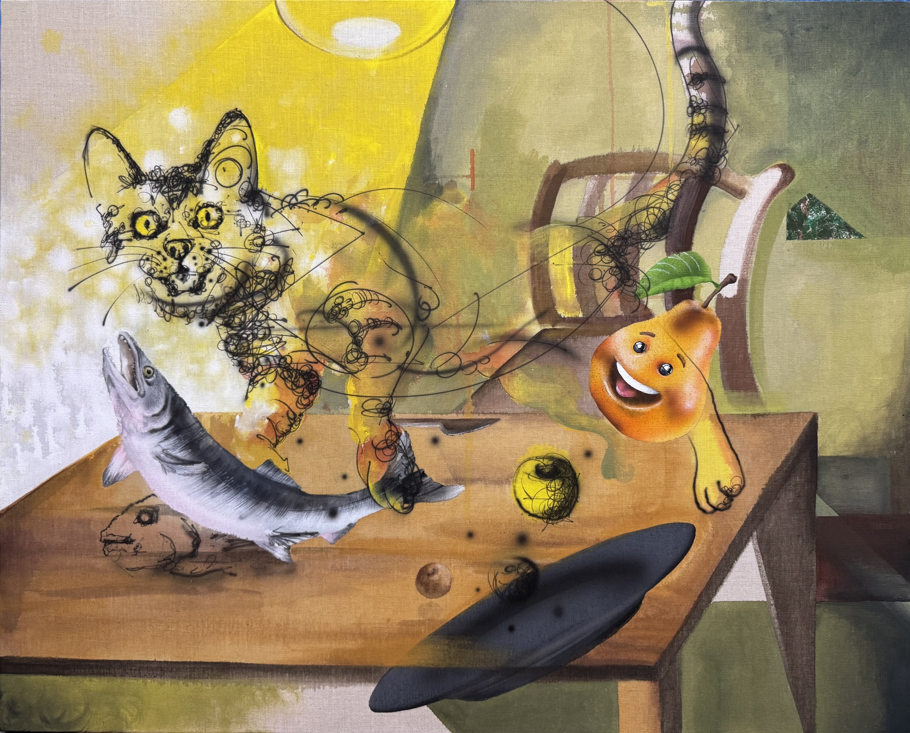 水色地菊花文様/Light blue ground with chrysanthemum motifs (2025